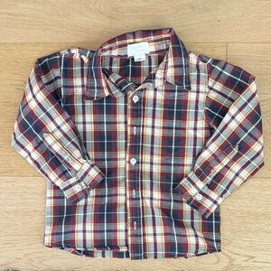 Tahari Boys Plaid Button-Down Shirt in Red, Navy & Cream